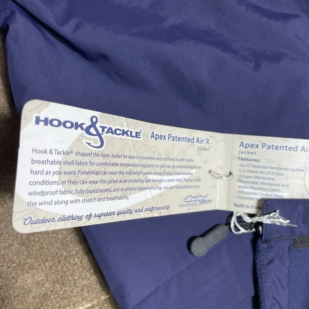 HOOK & TACKLE Air/X Tech Fish Gear Men's XL Blue Jacket‎ Huge Pockets Front